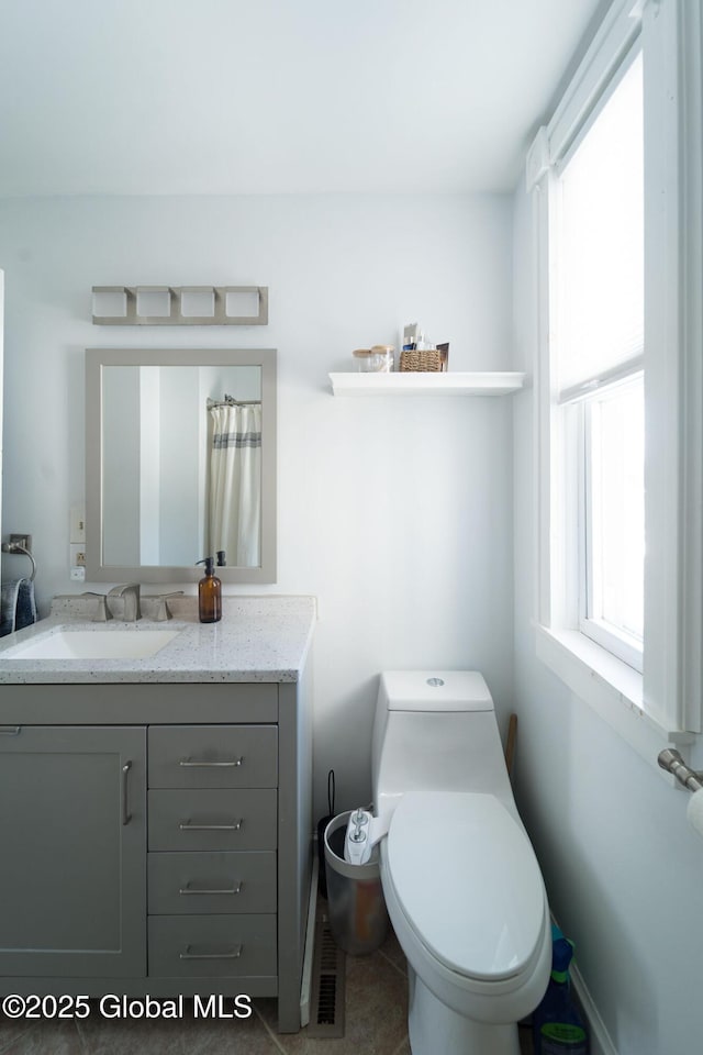 bathroom with toilet and vanity