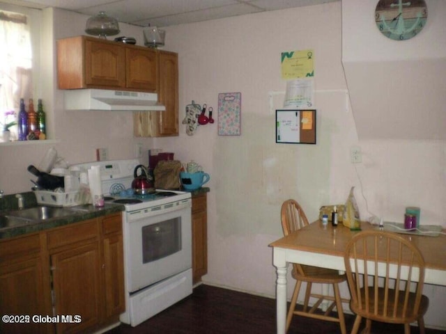 kitchen with white electric range oven