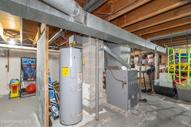 utilities with water heater and heating unit