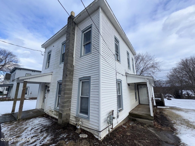 view of snow covered exterior