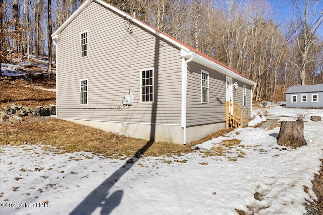 view of snow covered exterior