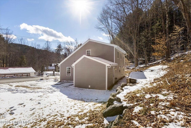 view of snowy exterior