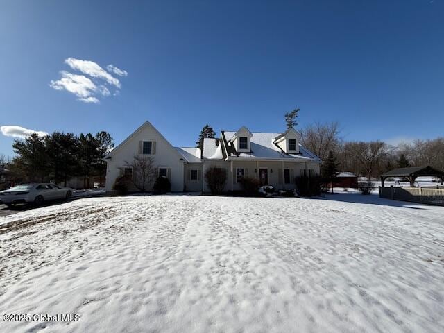 view of snow covered property