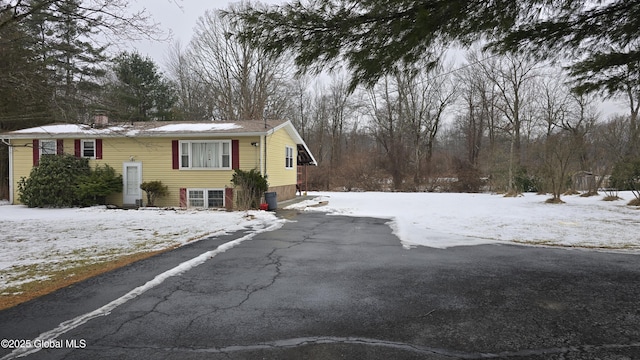 view of snow covered exterior