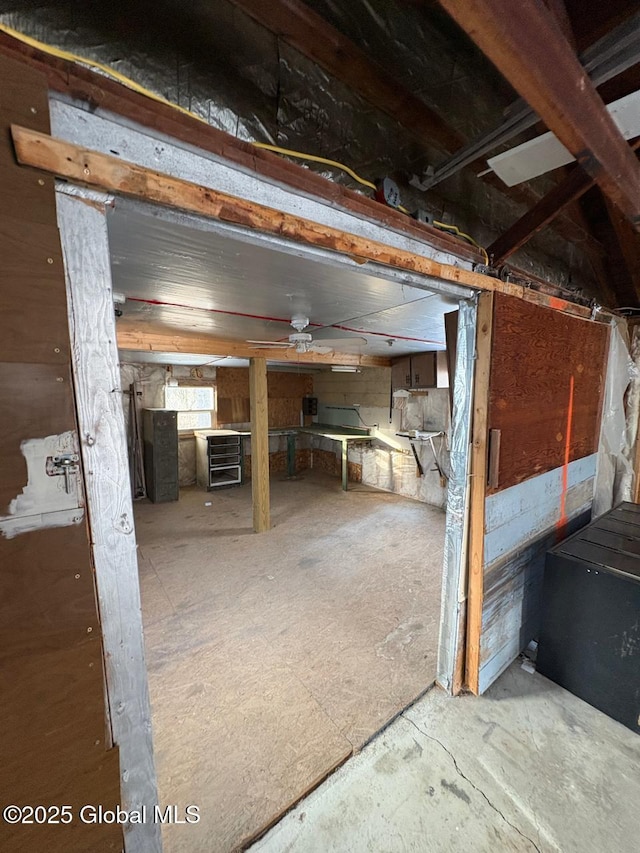 view of unfinished attic