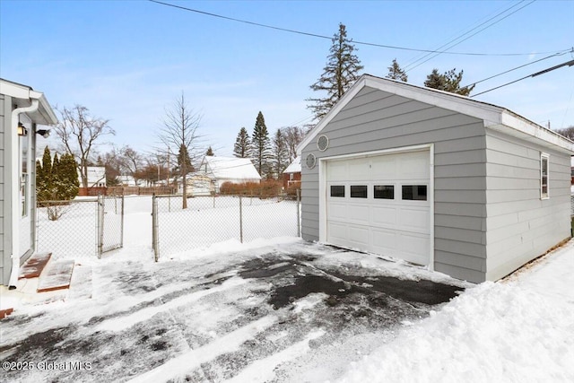 view of snow covered garage