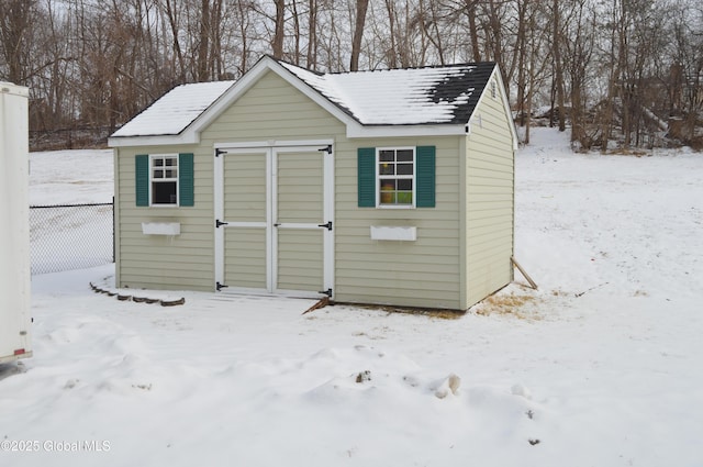 view of snow covered structure