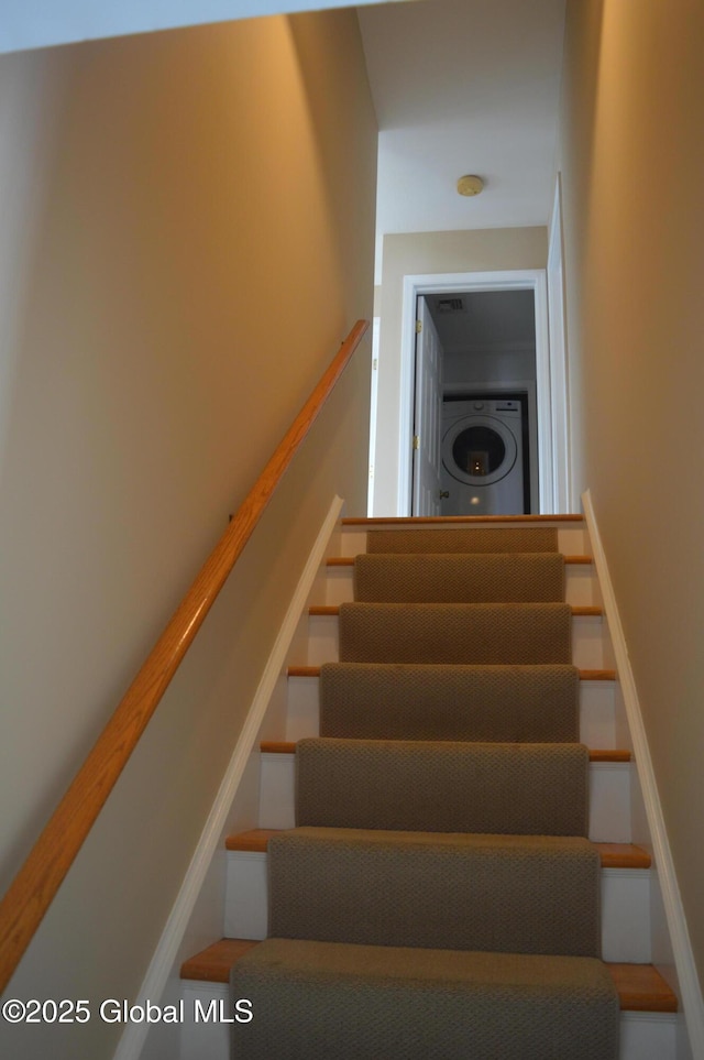 stairs with stacked washer / drying machine