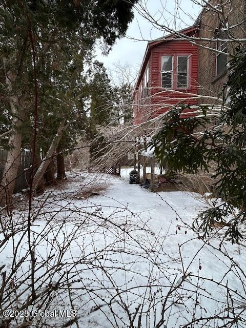 view of snow covered exterior