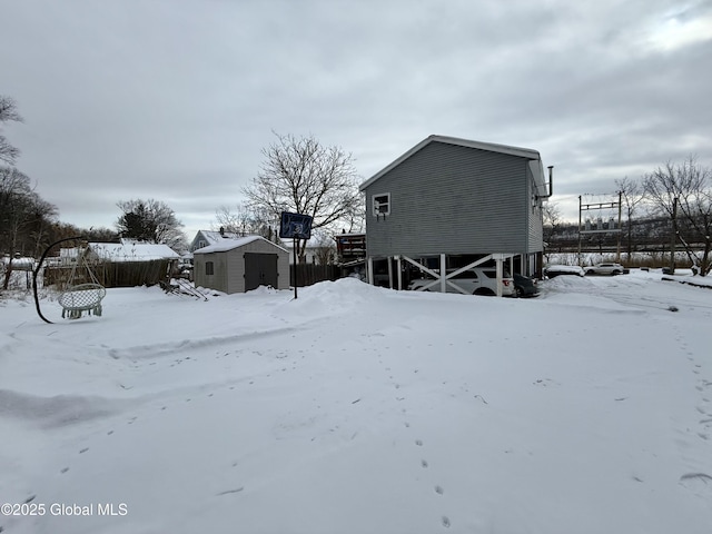 exterior space featuring a storage unit