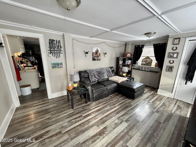 living room with hardwood / wood-style floors