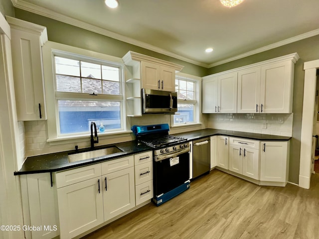 kitchen with white cabinetry, appliances with stainless steel finishes, and sink