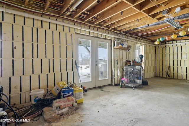 basement with french doors