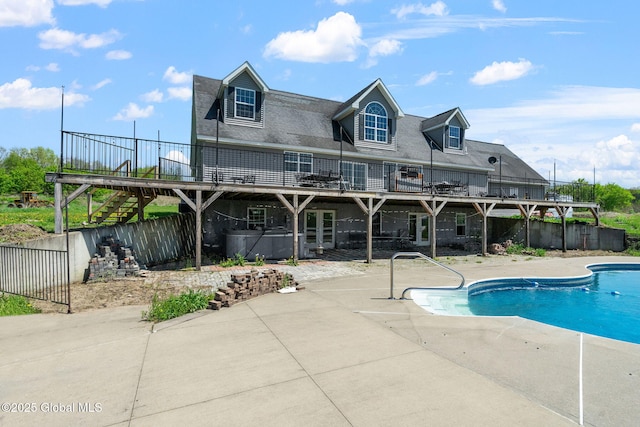 220 Anderson Cir, Fort Plain, NY 13339 - view of pool with stairway, a patio, a jacuzzi, fence, and a deck