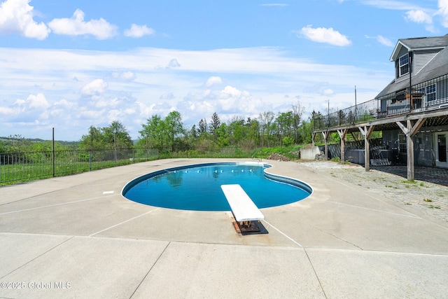 220 Anderson Cir, Fort Plain, NY 13339 - view of pool featuring a diving board, a patio, and fence