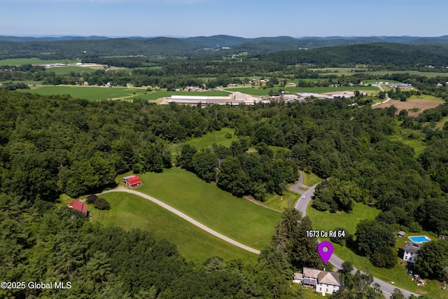1673 County Route 64, Salem, NY 12865 - aerial view of property's location featuring a heavily wooded area and a mountain backdrop