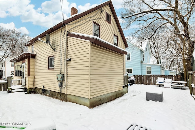 view of snow covered exterior