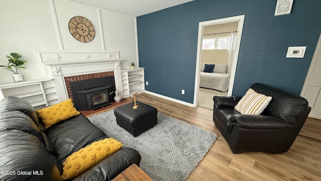 living room with light hardwood / wood-style floors