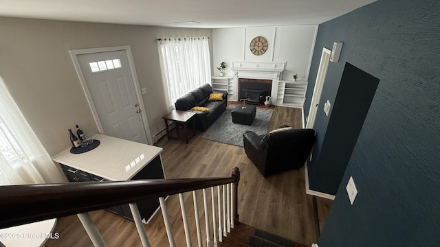 living room with hardwood / wood-style flooring