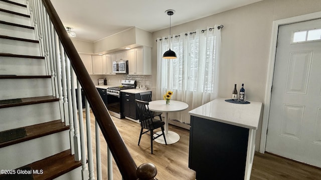 interior space with light hardwood / wood-style floors