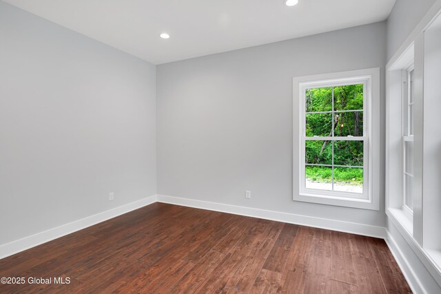 722 Swaggertown Rd, Glenville, NY 12302 - spare room with baseboards, dark wood finished floors, and recessed lighting