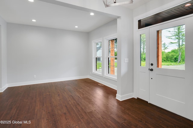 722 Swaggertown Rd, Glenville, NY 12302 - entryway featuring healthy amount of natural light, dark wood-style floors, baseboards, and recessed lighting