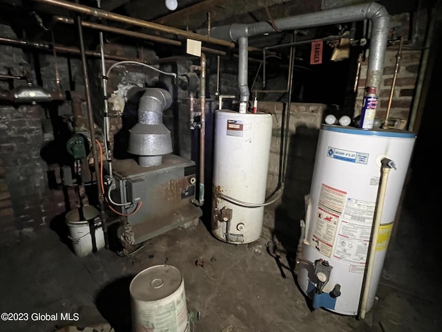 utility room with water heater