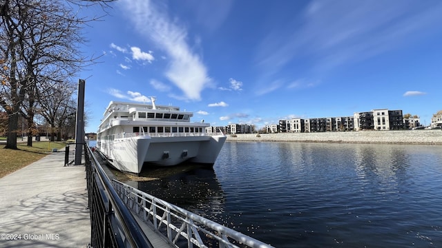 view of dock featuring a water view