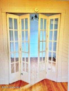 doorway to outside featuring wood-type flooring and french doors