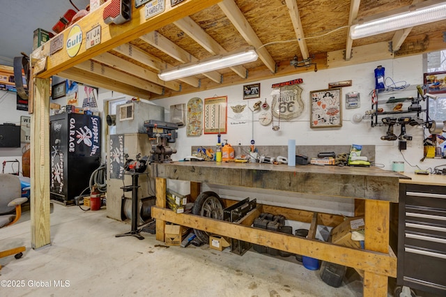 interior space with a workshop area