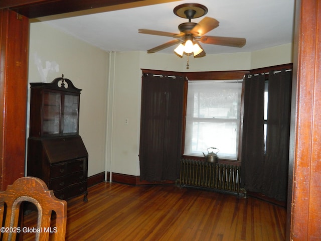 interior space featuring radiator and dark wood-type flooring