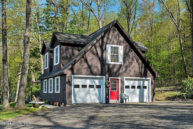 exterior space with a garage