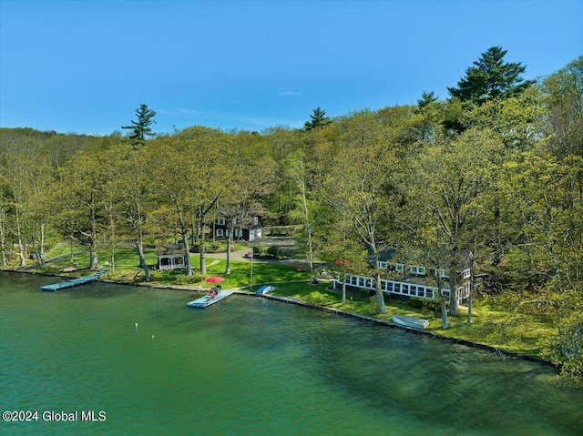 exterior space featuring a water view