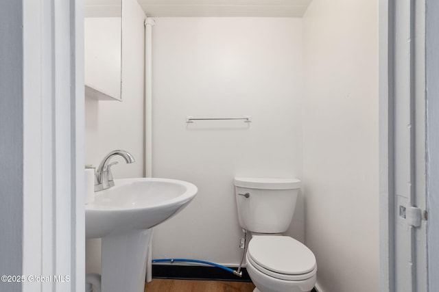 bathroom with wood finished floors and toilet