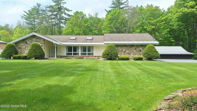 193 Hadlock Pond Rd, Fort Ann, NY 12827 - view of front of property featuring stone siding and a front lawn