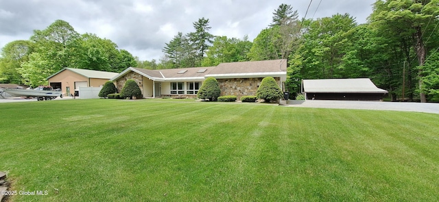 193 Hadlock Pond Rd, Fort Ann, NY 12827 - view of front of house with a front yard and stone siding