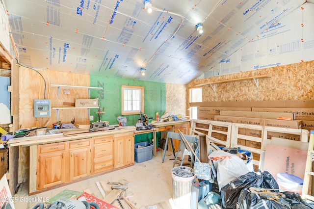 interior space featuring lofted ceiling