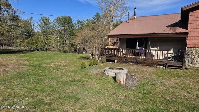 view of yard with a deck