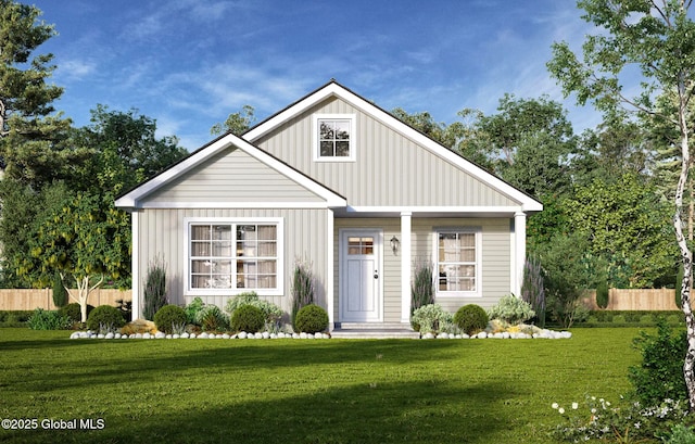 view of front of property featuring a front yard