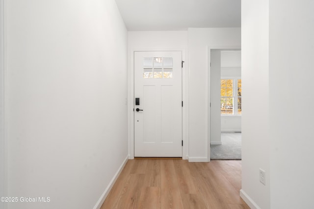 foyer with light wood-type flooring