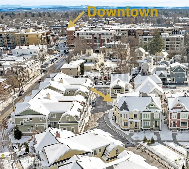 bird's eye view with a mountain view and a residential view