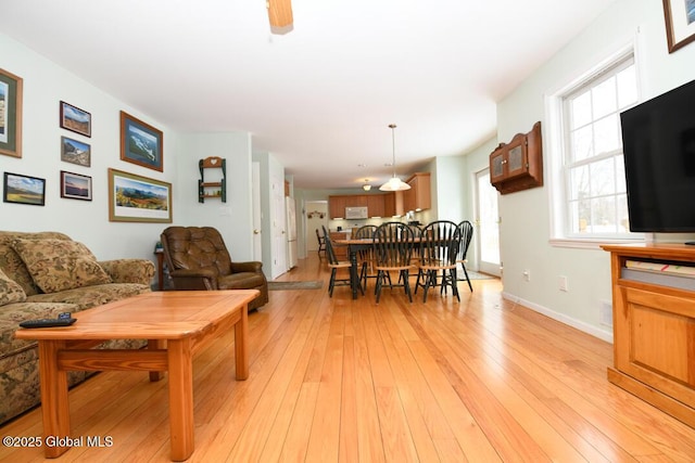 living room featuring light wood-type flooring