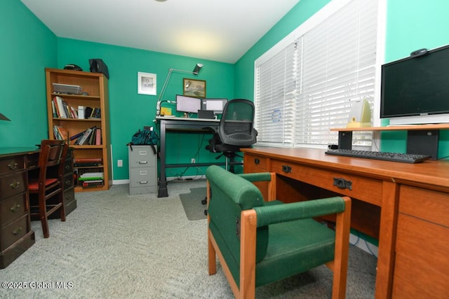 view of carpeted office space