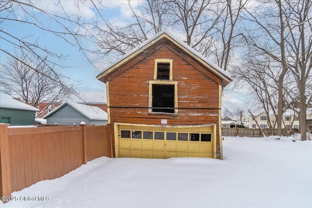 exterior space featuring a garage