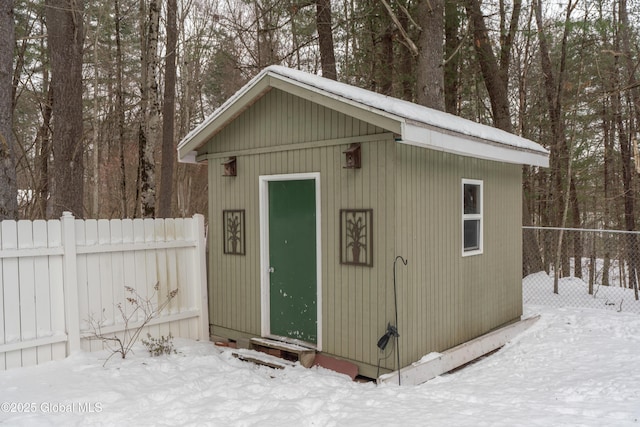 view of snow covered structure