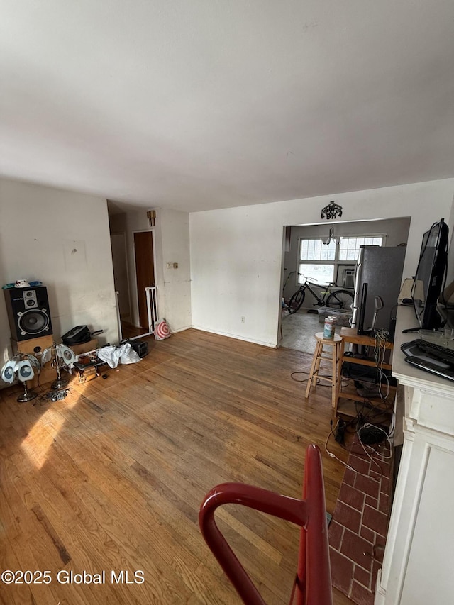 living room with hardwood / wood-style flooring