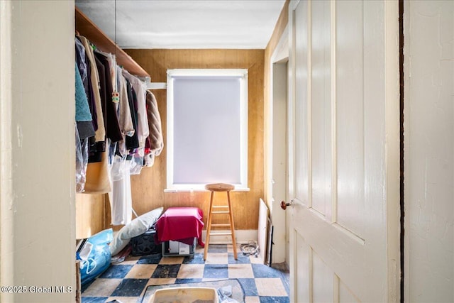 interior space with wood walls