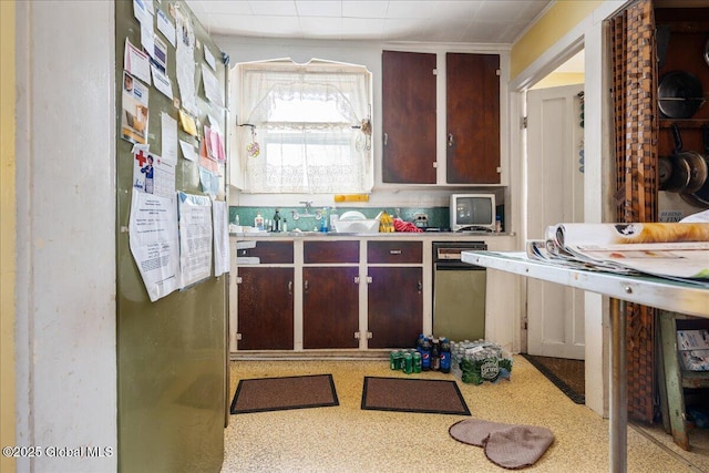 kitchen with dark brown cabinets