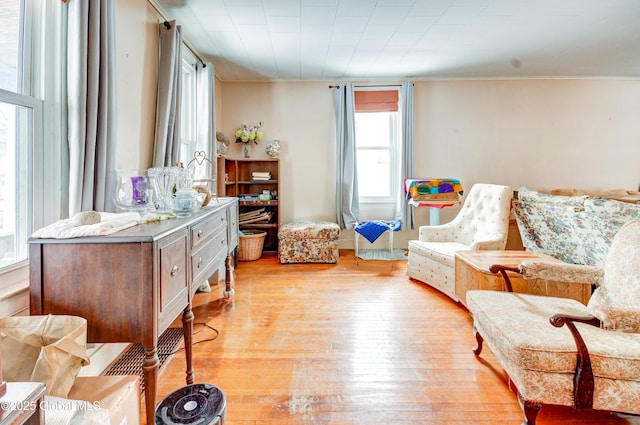 sitting room featuring light wood-style floors