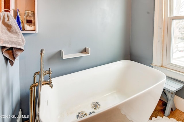 full bathroom with a freestanding tub